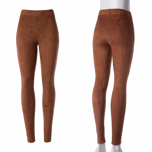 Camel High Waist Suede Leggings